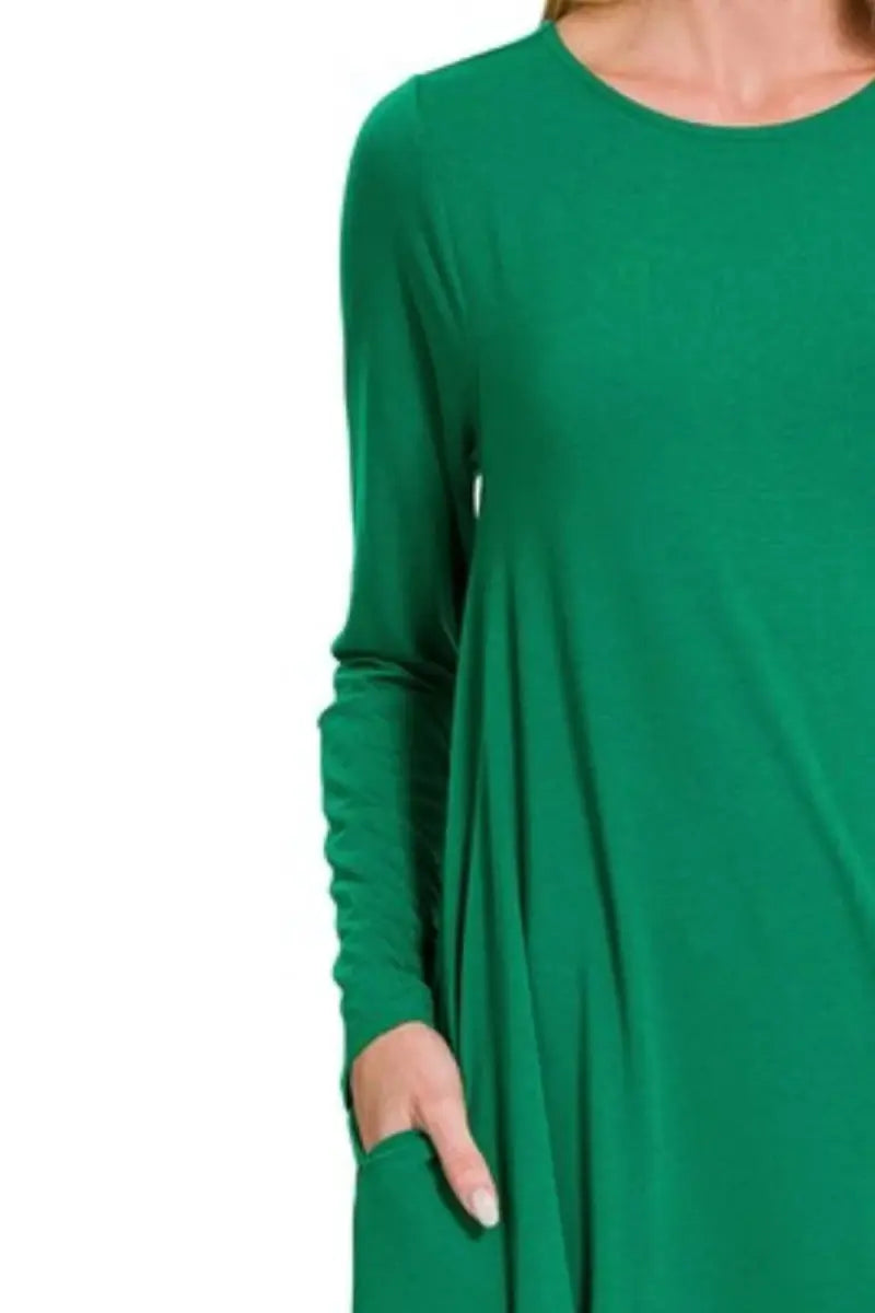 Dresses Trendsi Zenana Long Sleeve Dress Women's Casual Flare Dress With Pockets