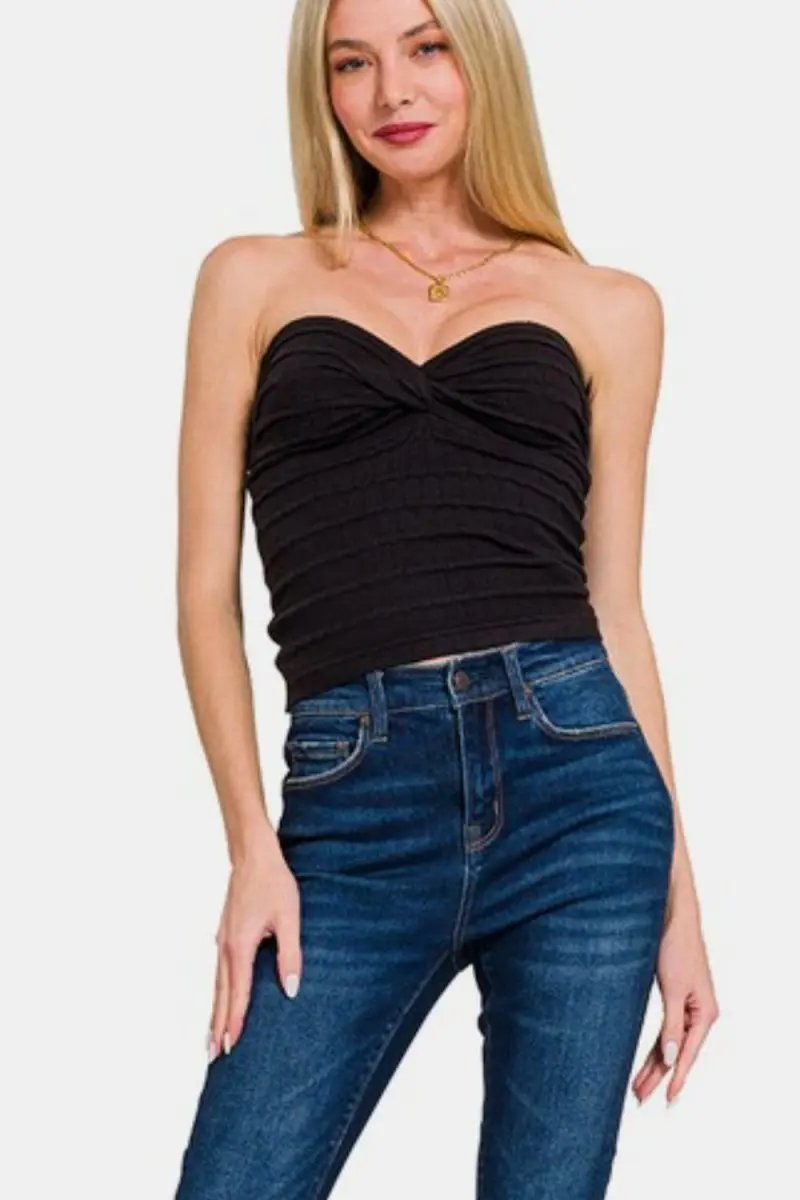 Pants Trendsi Ruched Sweetheart Top Women's Casual Wear Fitted Tee Soft, Flattering