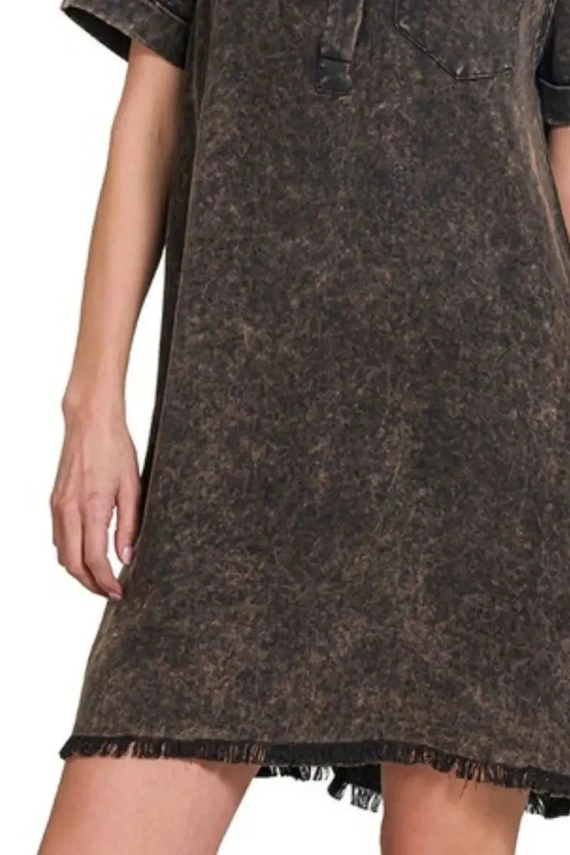 Accessories Trendsi Tencel Dress Women's Casual Collared Shirt Dress Soft & Comfy