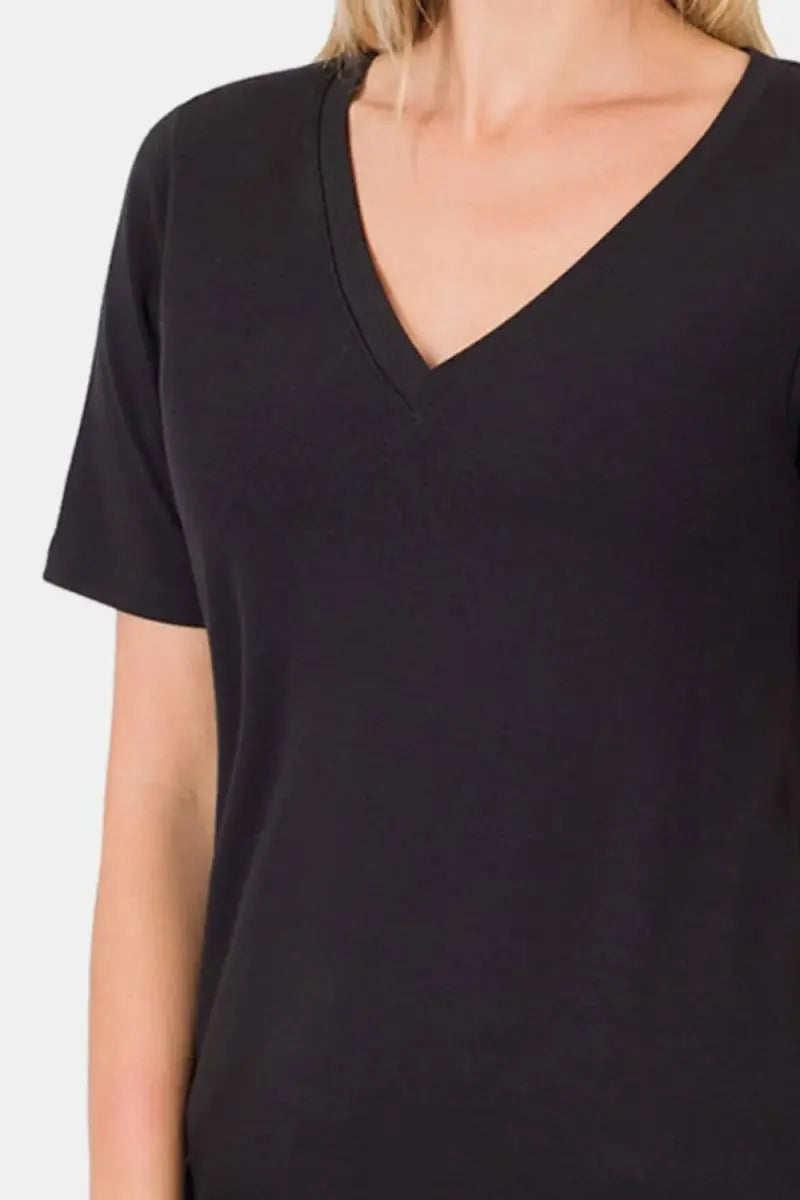 T-Shirts Trendsi Zenana V-Neck Tee Women's Everyday Basic Soft T-Shirt