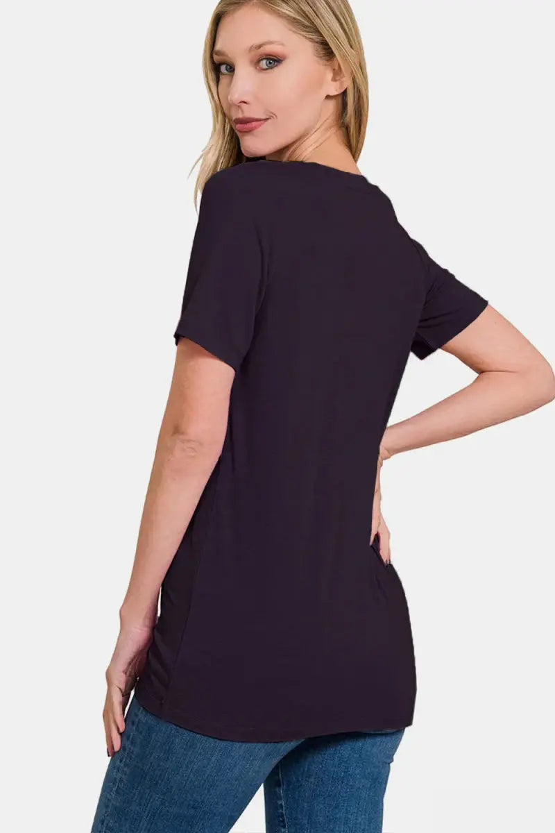 T-Shirts Trendsi Zenana V-Neck Tee Women's Everyday Basic Soft T-Shirt