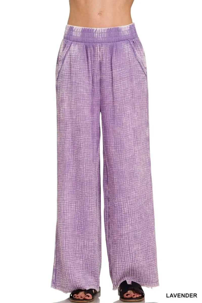 Women's Gauze Lounge Pants Gauze Pants - Lightweight Elastic Waist - Casual Lounge