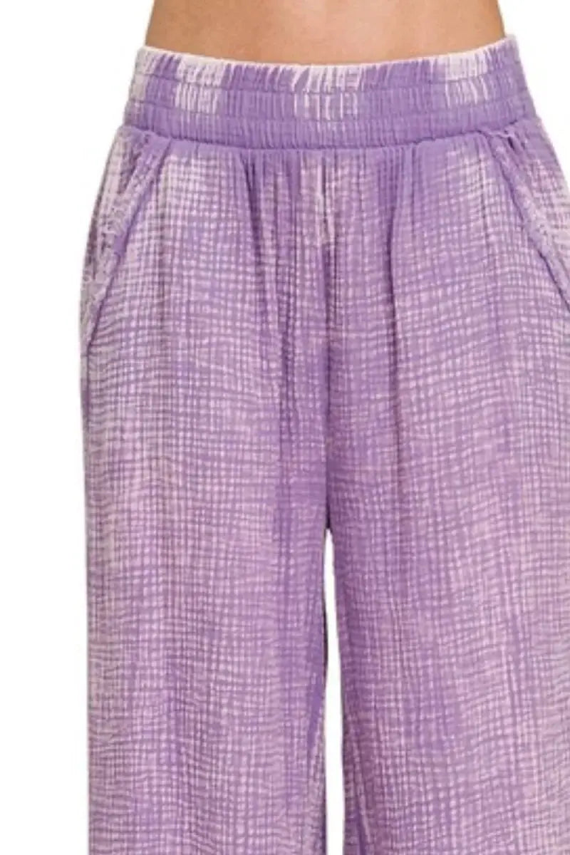 Women's Gauze Lounge Pants Gauze Pants - Lightweight Elastic Waist - Casual Lounge